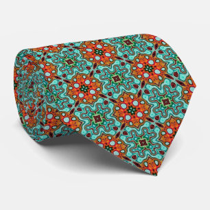Corbata Único tribal verde turquesa azul naranja rojo Aqua