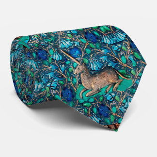 Corbata UNICORN ENTRE FLORES AZULES Aqua Blue Green Floral