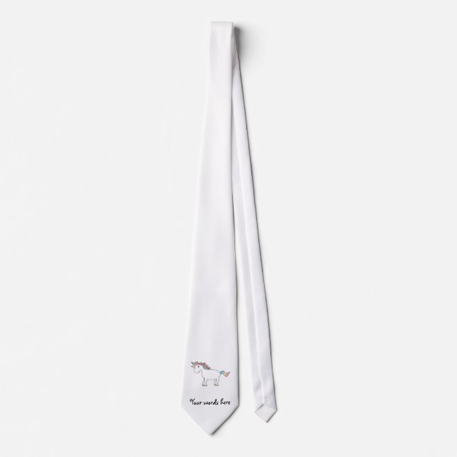 Corbata Unicornio de arcoiris blanco (Anverso)