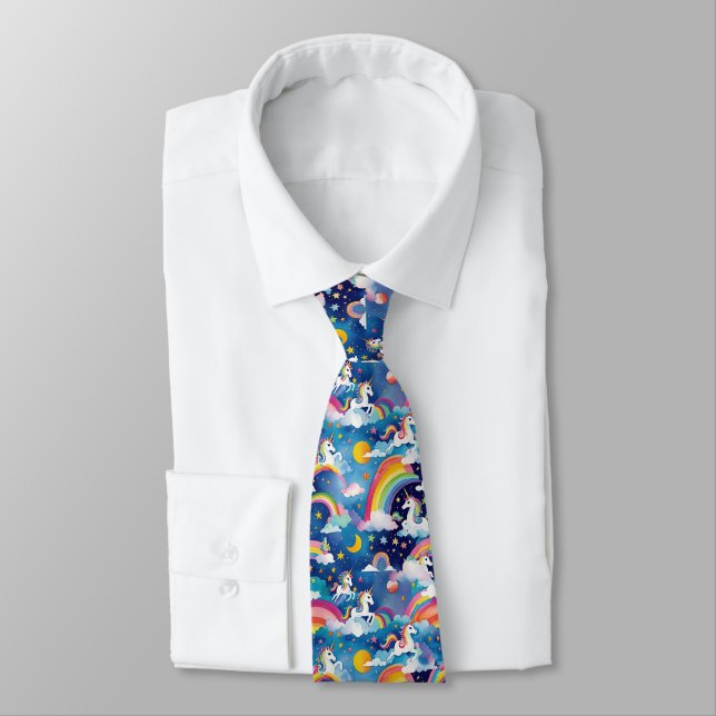 Corbata Unicornios mágicos y arcoíris (Atado)