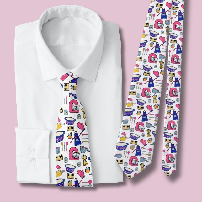 Corbata Utensilios de cocina brillantes para hacer pastele (kitchen utensil pattern tie)
