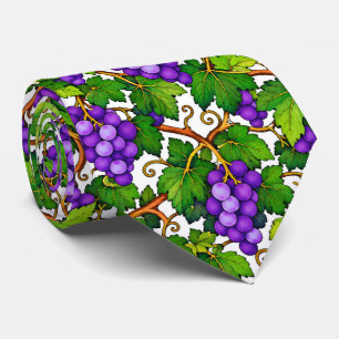 Corbata Uvas Moradas y Hojas Verdes de Viñedo