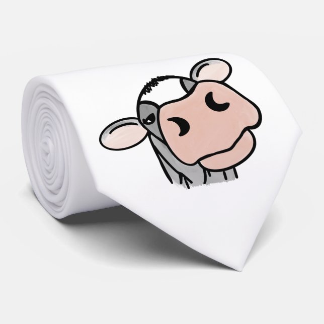 Corbata vaca de dibujos animados negro blanco rosa beso gr (Enrollado)