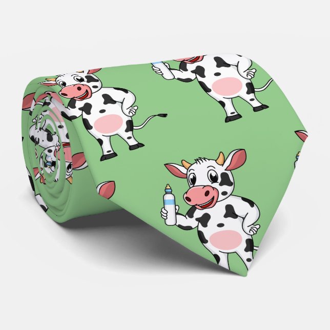 Corbata Vaca feliz con personalizado de biberón (Enrollado)