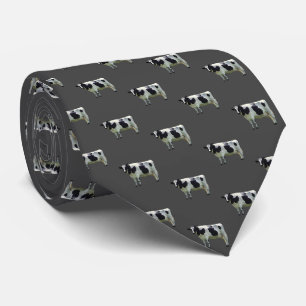 Corbata Vaca Holstein gris negro en blanco y negro