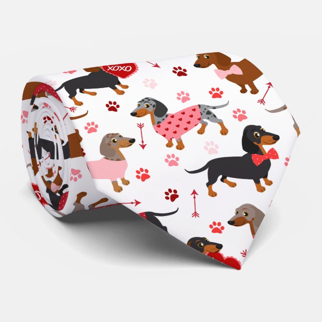 Corbata Valentine Dachshund Neck Tie (Enrollado)