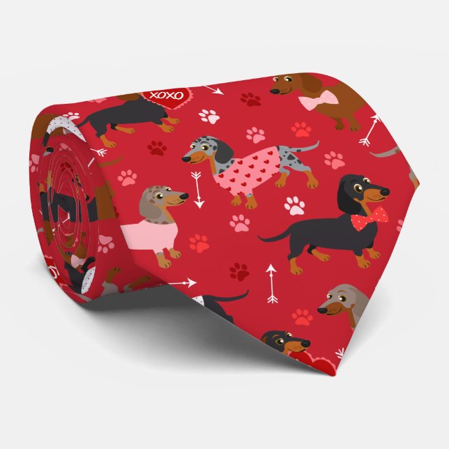 Corbata Valentine Dachshund Neck Tie (Enrollado)