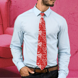 Corbata Valentine Hearts Love Red White