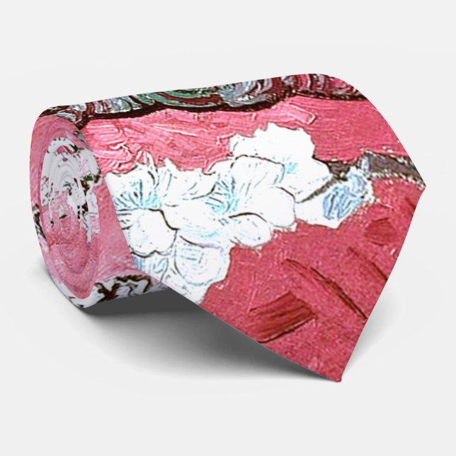 Corbata Van Gogh Almond Blossoms Azul rosa (Enrollado)