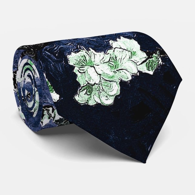 Corbata Van Gogh Almond Blossoms Midnight Blue (Enrollado)