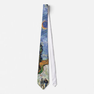 Corbata Van Gogh - Camino con cipreses