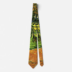 Corbata Van Gogh - Paisaje con árboles y figuras