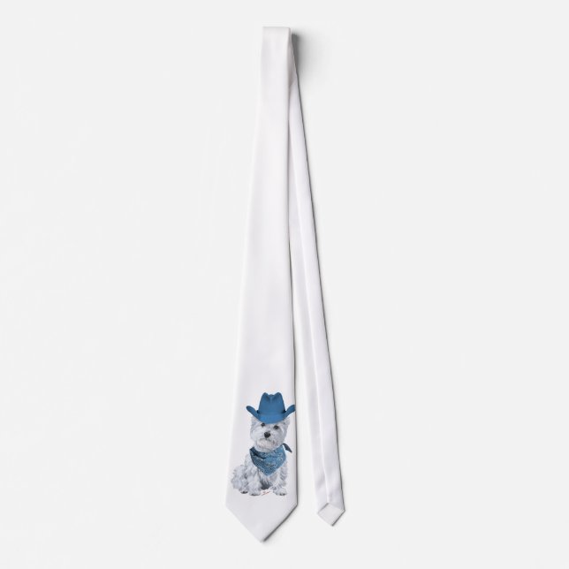 Corbata Vaquero Westie en Azul (Anverso)