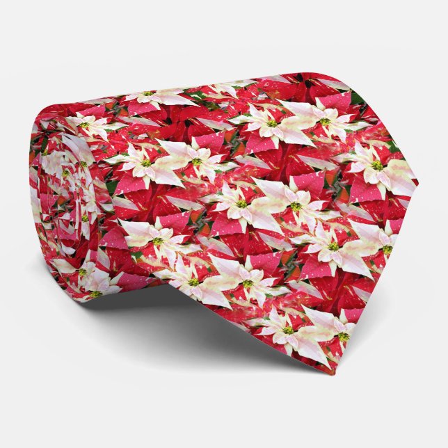 Corbata Variegated Poinsettia Holiday Neck Tie (Enrollado)