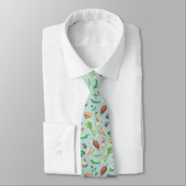 Corbata Vegetales acuarelas y patrón de especias