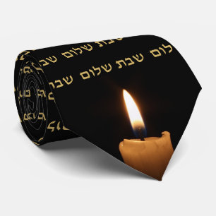 Corbata Velas judías hebreas de Shabat Shalom Shabbos