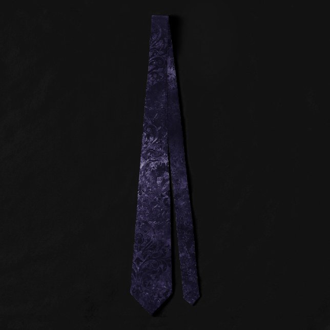 Corbata Velvety Midnight Damask | Grunge índigo morado (Subido por el creador)