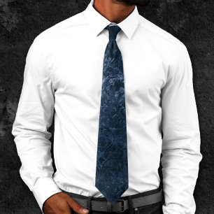 Corbata Velvety Navy Damask Barroco azul oscuro