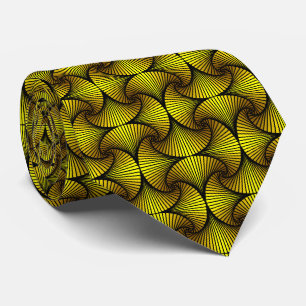 Corbata Ventilador de vieira 3D geométrico gráfico Amarill