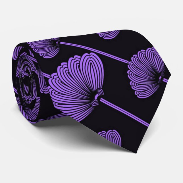 Corbata Ventilador Floral Purple Feathered (Enrollado)