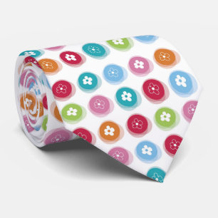Corbata Verano Cute Daisy Flower Fuzzy Dots Colorful Fun
