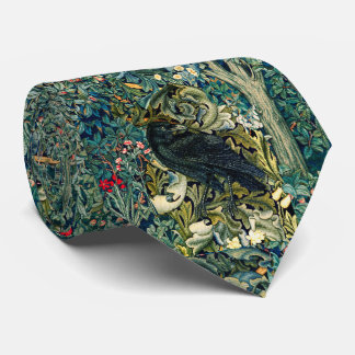 CORBATA VERDAD, ANIMALES FORESTALES, RAVEN EN FLORAL VERDE