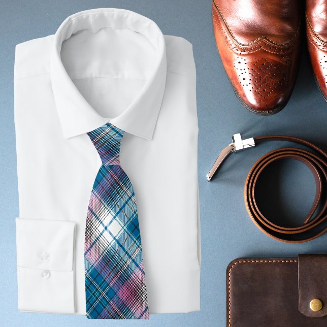 Corbata Verde azulado Azul Dusty Rosa Moderno Tartán Patró (Subido por el creador)