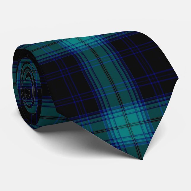 Corbata Verde azulado Blue Green Blackwatch Tartan Plaid F (Enrollado)