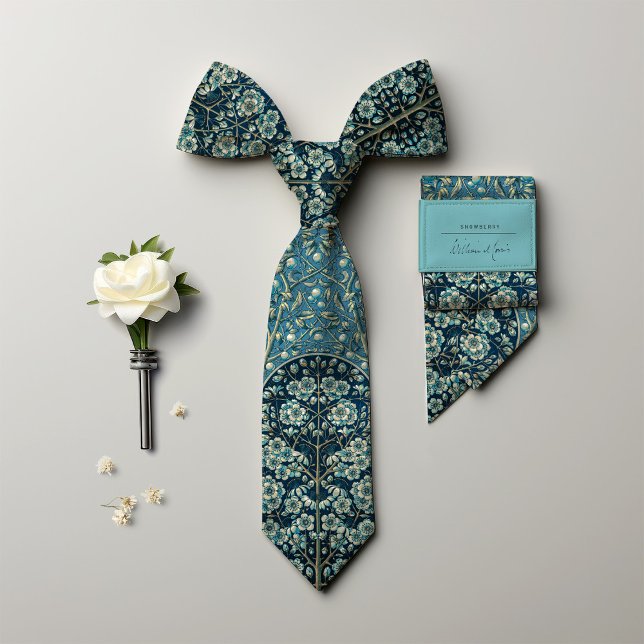 Corbata Verde azulado Blue Victorian-Era Floral Snowberry  (Subido por el creador)