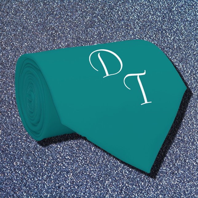 Corbata verde azulado sólido - sus monografías (Subido por el creador)