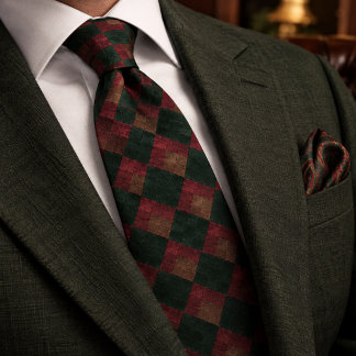 Corbata Verde Bosque Burgundy Argyle Patrimonio