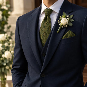 Corbata Verde bosque Oro Art Nouveau Hoja
