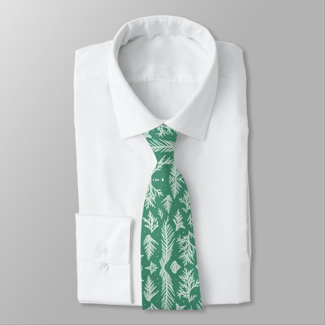 Corbata Verde con brotes blancos (Atado)
