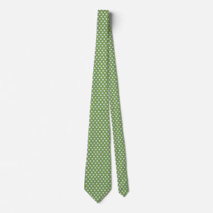 Corbata Verde de espárrago con puntas de polka blanca de c