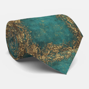 Corbata Verde Esmeralda Antiguo Dorado Negro