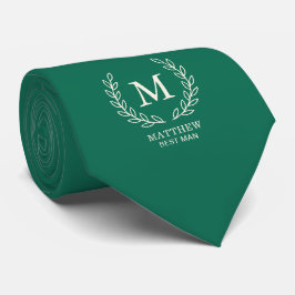 Corbata Verde Esmeralda Elegante Mejor Hombre Monograma Bo