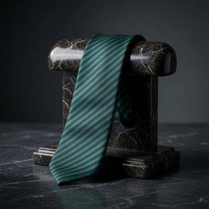 Corbata Verde Esmeralda y Navy Medianoche con Rayas Diagon