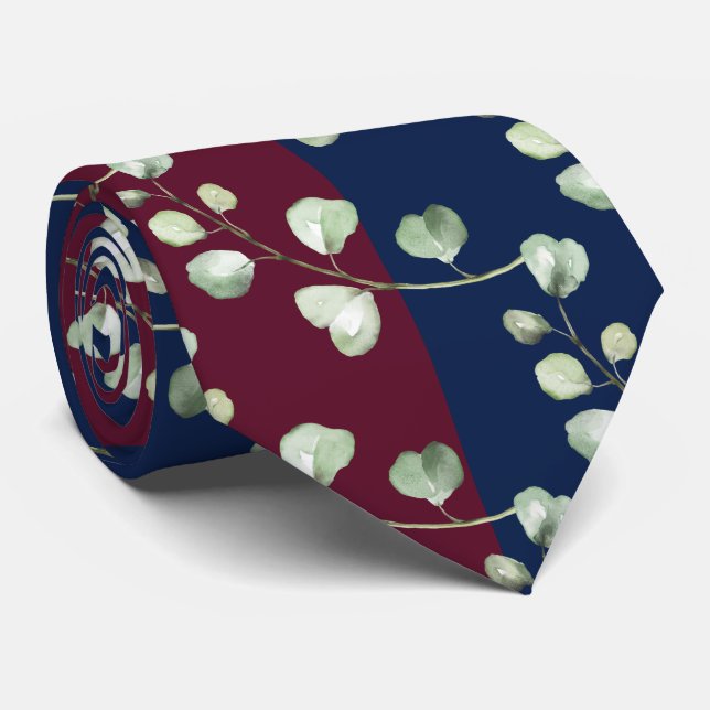 Corbata Verde Eucalipto Burgundy Navy Boda (Enrollado)