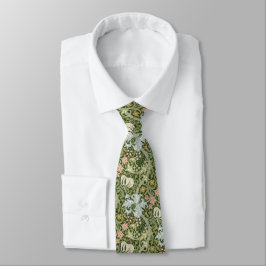 Corbata Verde floral del "lirio de oro" de William Morris