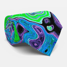 Corbata Verde Lima Groovy Abstracto Retro Torbellino Líqui