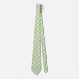 Corbata Verde menta pastel y tablero de ajedrez amarillo p