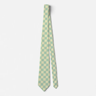 Corbata Verde menta pastel y tablero de ajedrez amarillo p