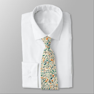 Corbata Verde Muted Naranja Vid Botánica Primavera