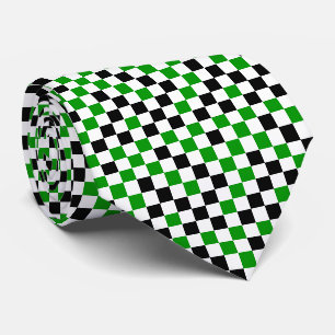 Corbata Verde Negro y Blanco Cuadros 