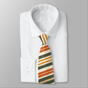Corbata Verde Oliva Naranja y Marfil