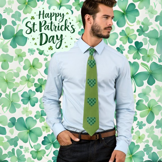 Corbata Verde olivo de moda con patrón cardíaco (Trendy Olive Green with Heart Pattern Neck Tie)