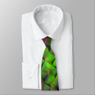 Corbata Verde parduzco y 3D o triángulos manchados
