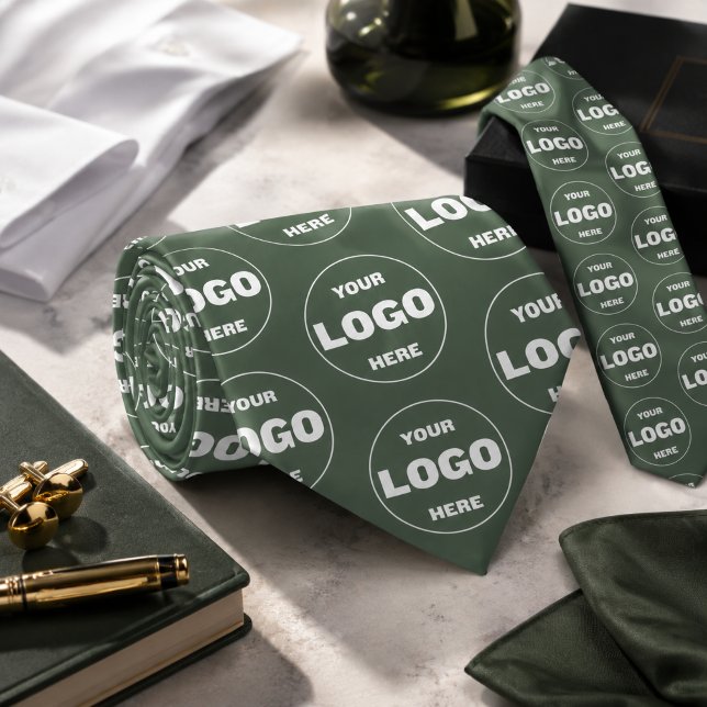 Corbata Verde Sage con Logo Personalizado - Profes (Custom Logo Sage Green Tie - Professional Branded)