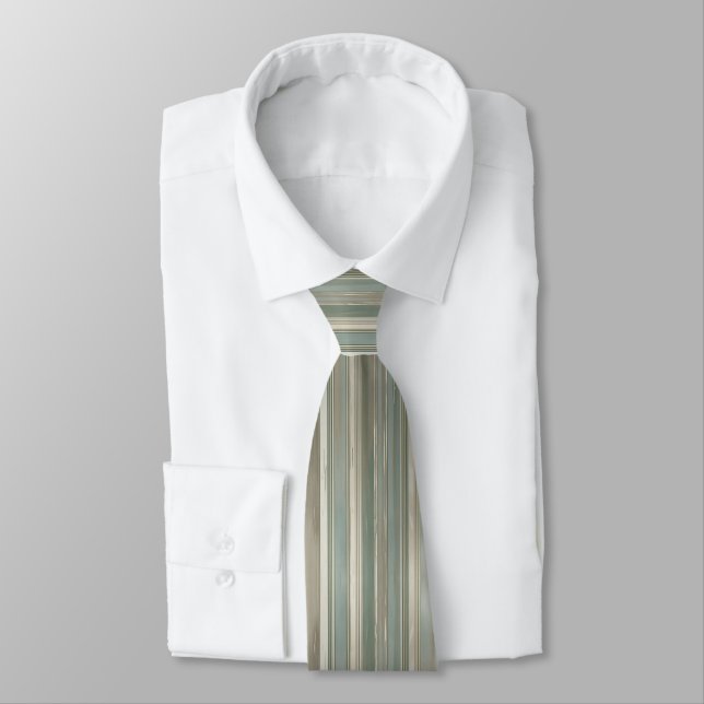 Corbata verde salvia azul polvoriento gris taupe raya (Atado)