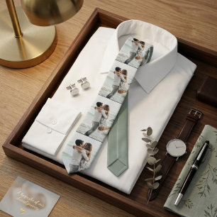 Corbata Verde Salvia   Foto Collage Familia Personalizada